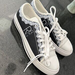 RBG Women's Black and White Lace Sneakers